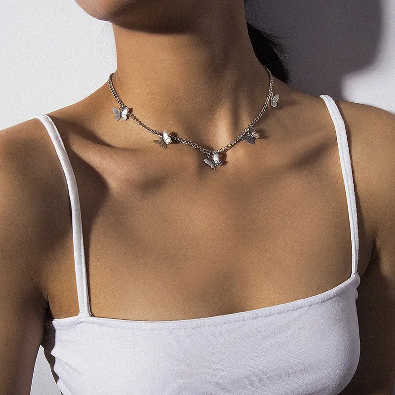 Combo of 2 Golden Silver Coin Butterfly Layered Necklace