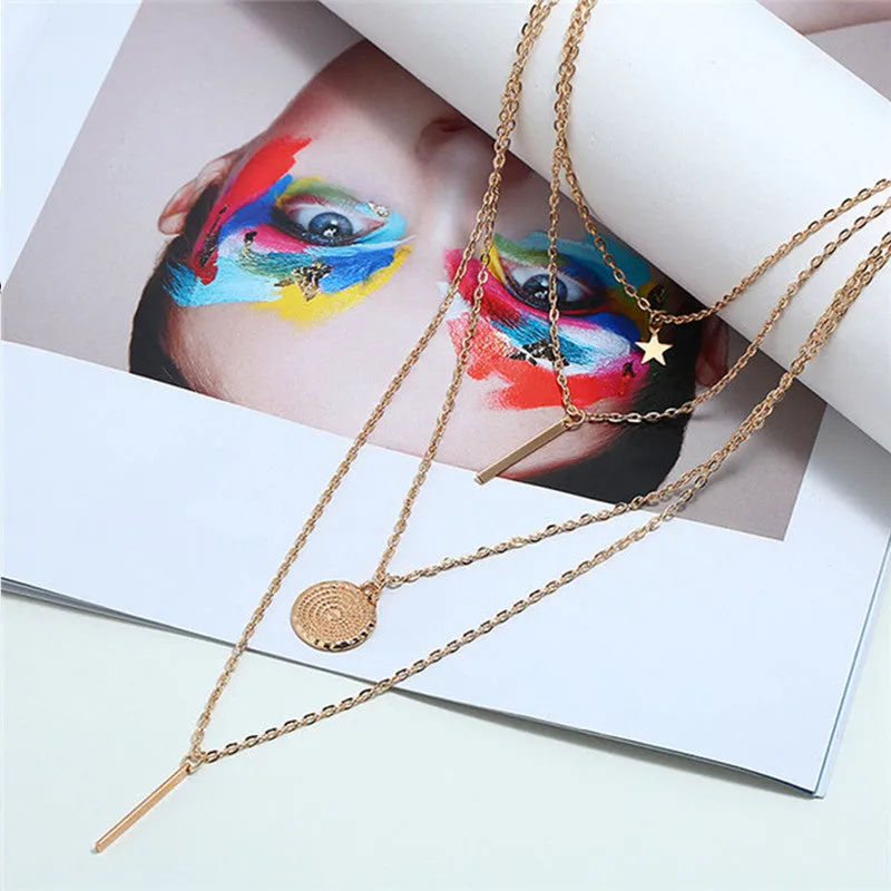 Combo of 2 Golden Silver Coin Butterfly Layered Necklace