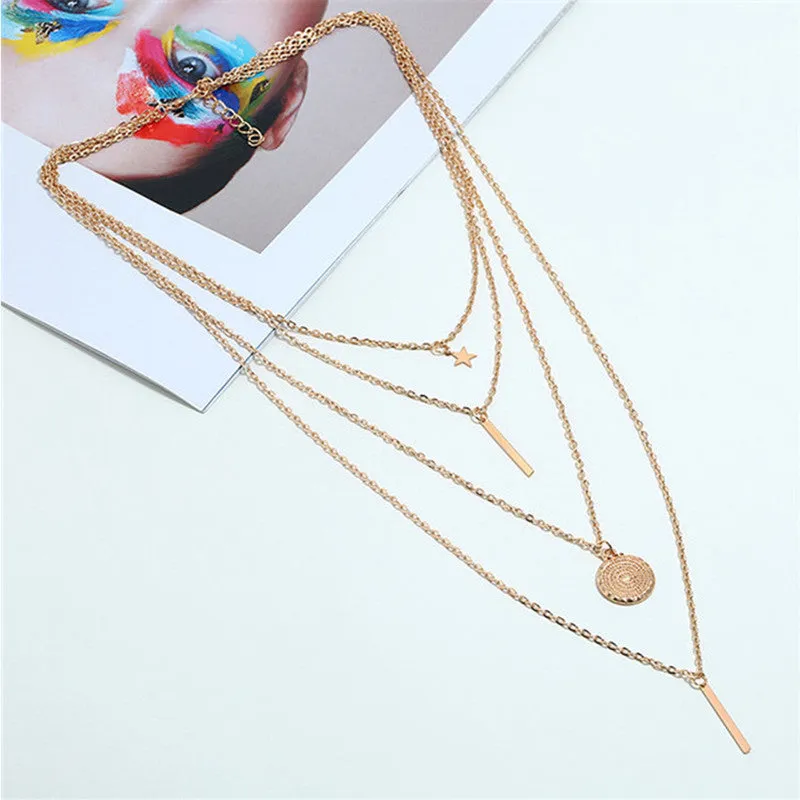 Combo of 2 Golden Silver Coin Butterfly Layered Necklace