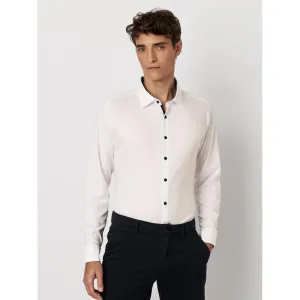 CONTRAST CUFF & COLLAR NAVY BUTTON