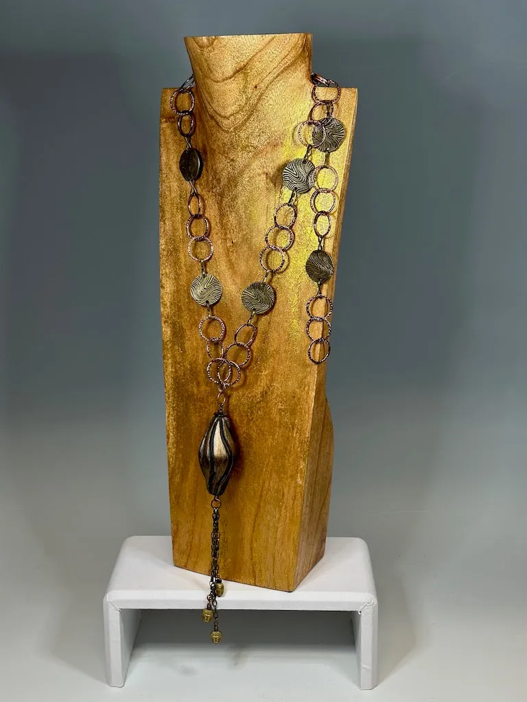 COPPER, BRASS AND CLAY STATEMENT NECKLACE LCN604