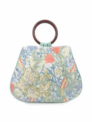 Cotton Clutch with Wooden Handle