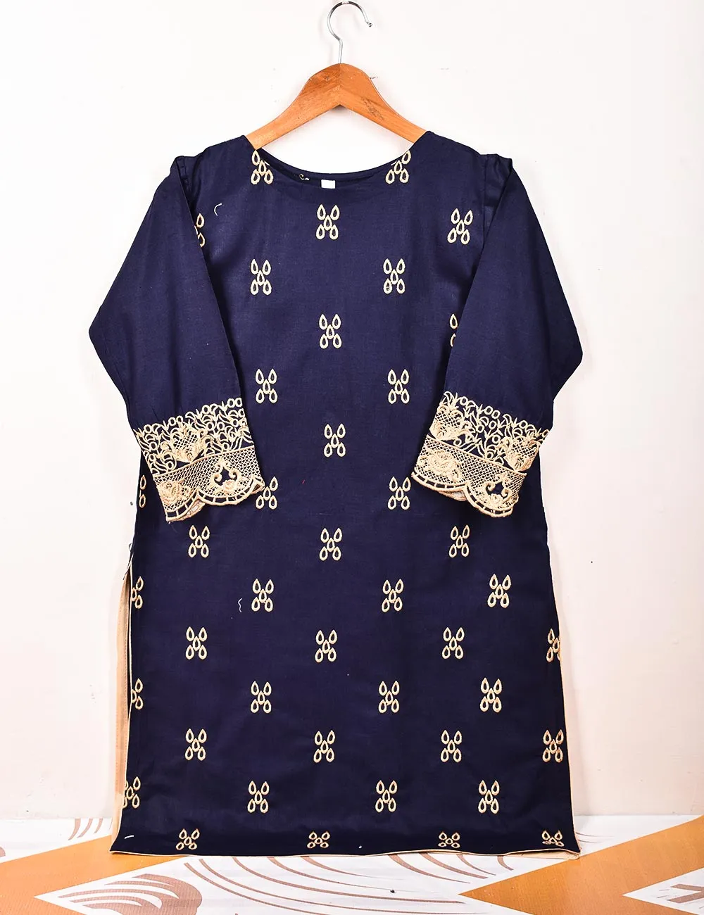 Cotton Embroidered Stitched Kurti - Tulip (TS-059C-DarkBlue)