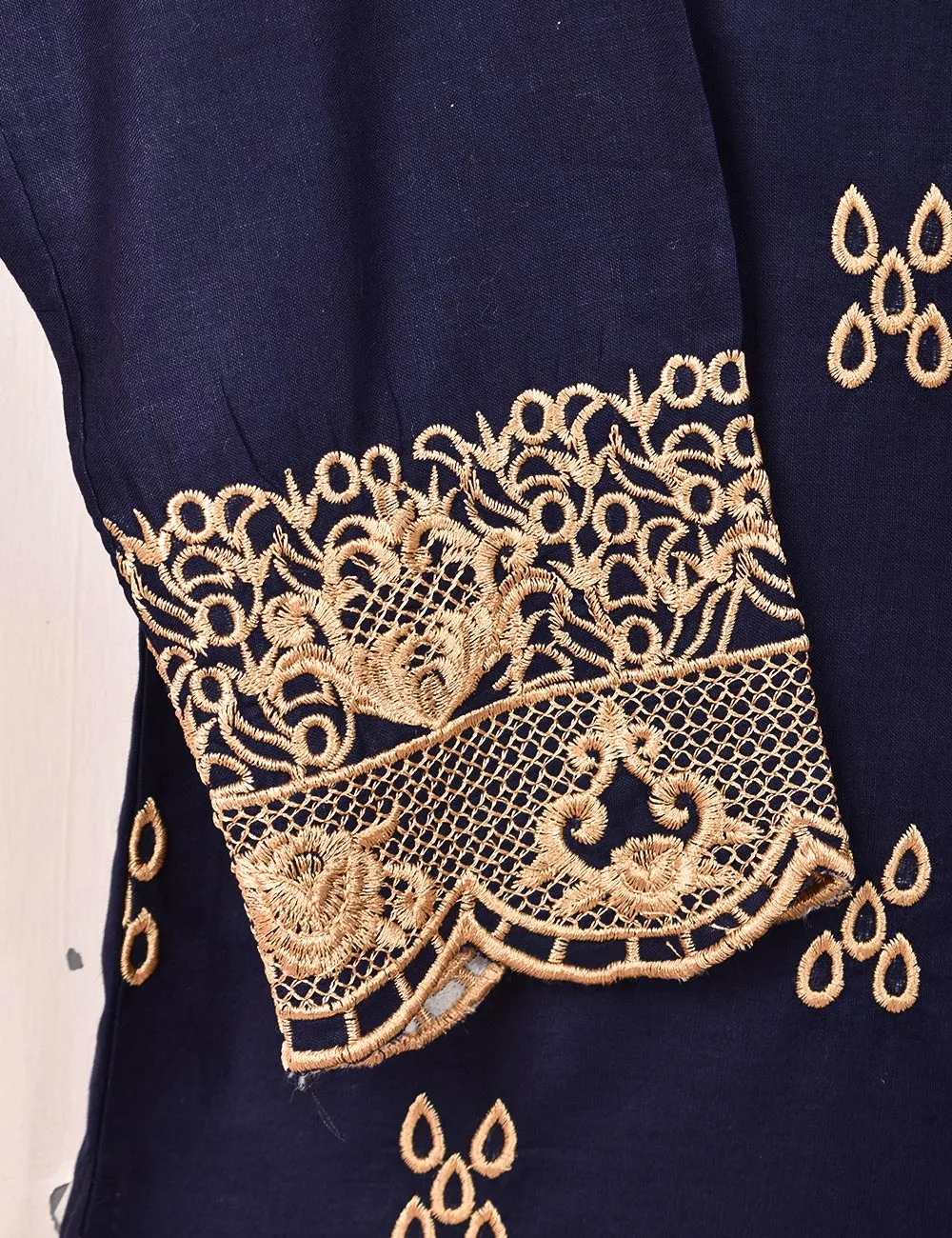 Cotton Embroidered Stitched Kurti - Tulip (TS-059C-DarkBlue)