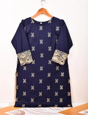 Cotton Embroidered Stitched Kurti - Tulip (TS-059C-DarkBlue)