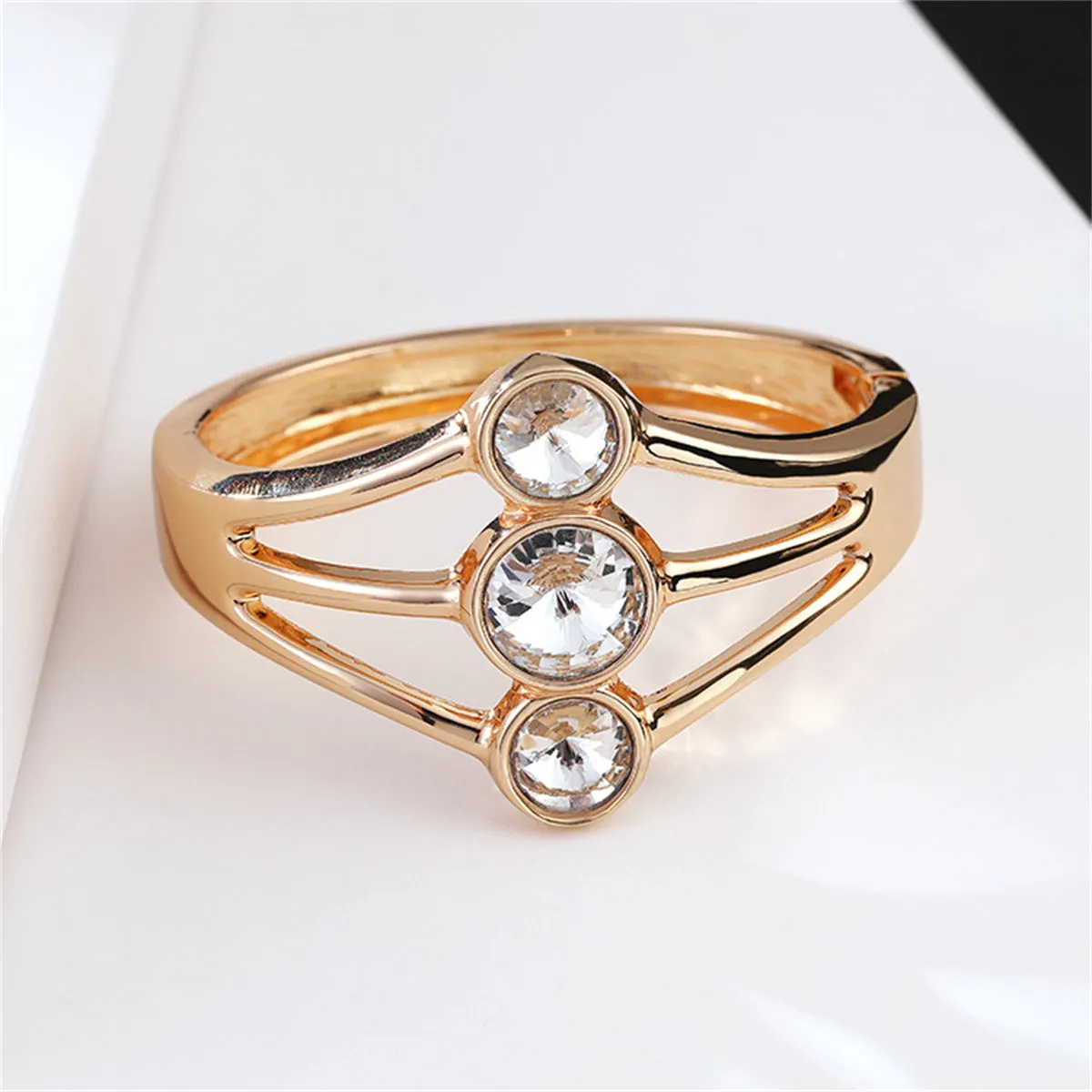 Crystal & 18K Gold-Plated Layered Bangle