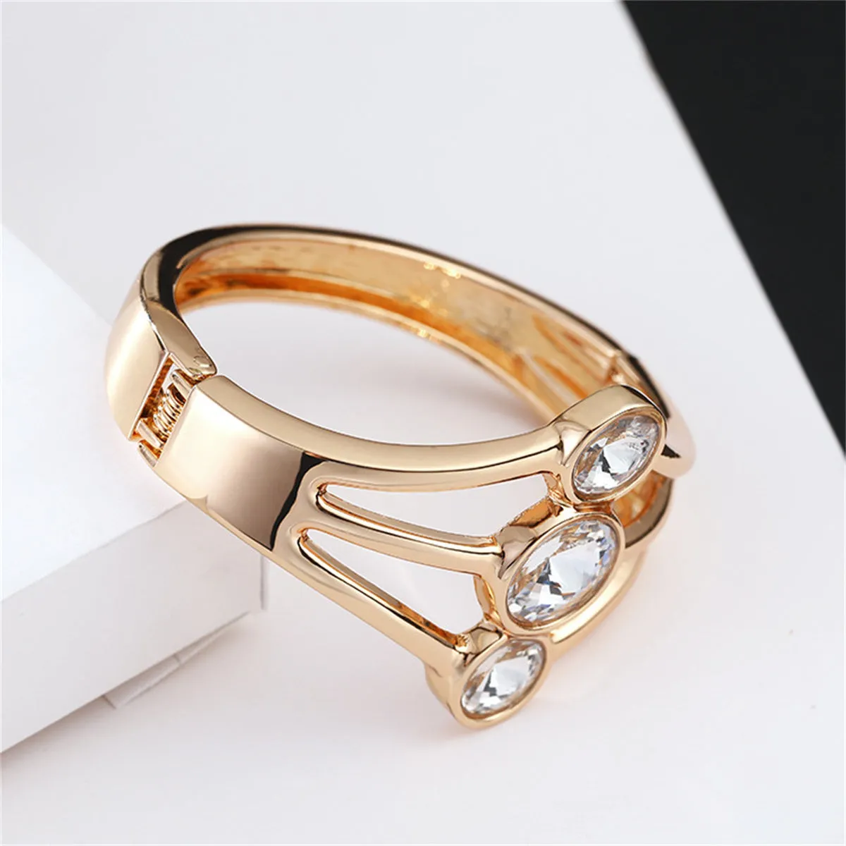 Crystal & 18K Gold-Plated Layered Bangle