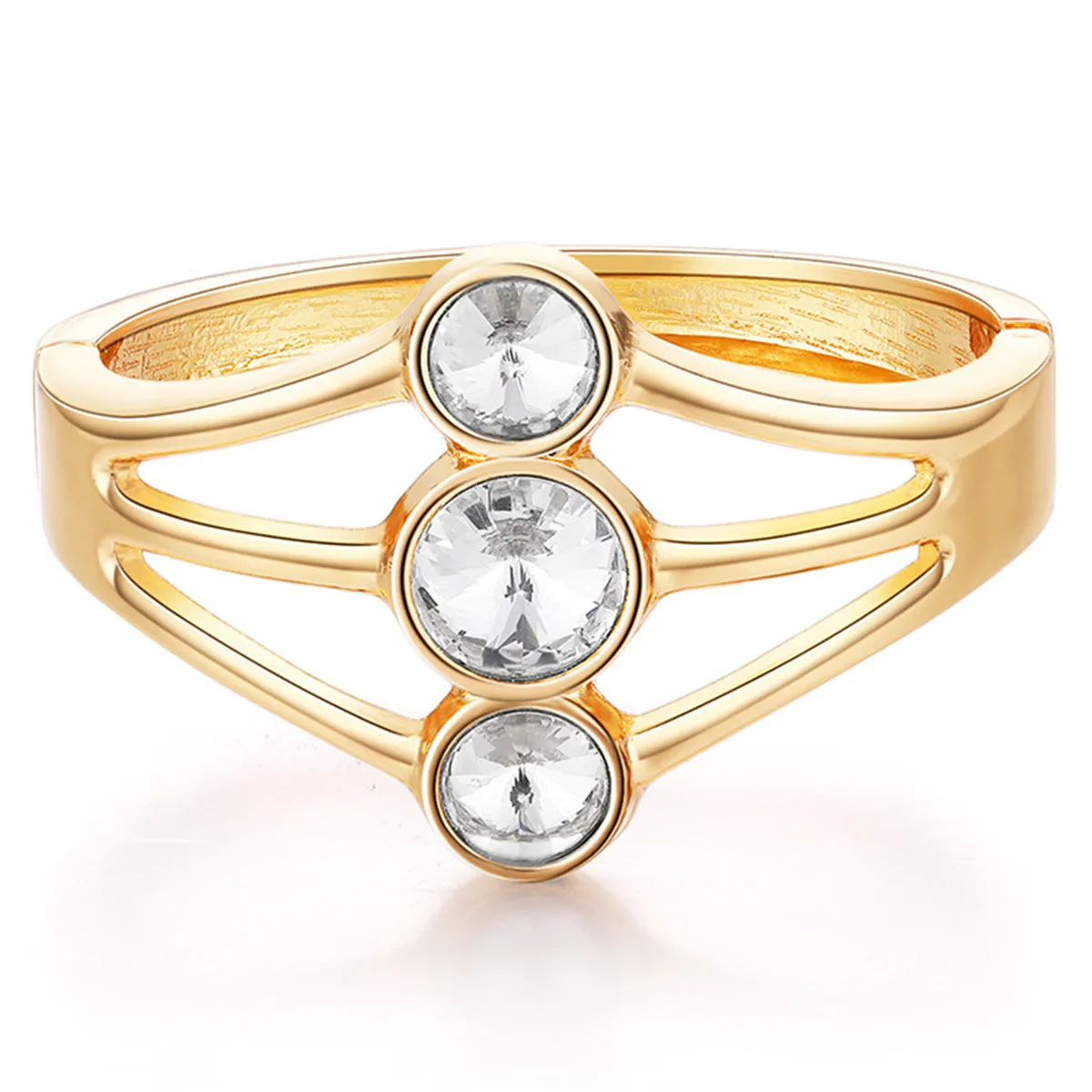 Crystal & 18K Gold-Plated Layered Bangle