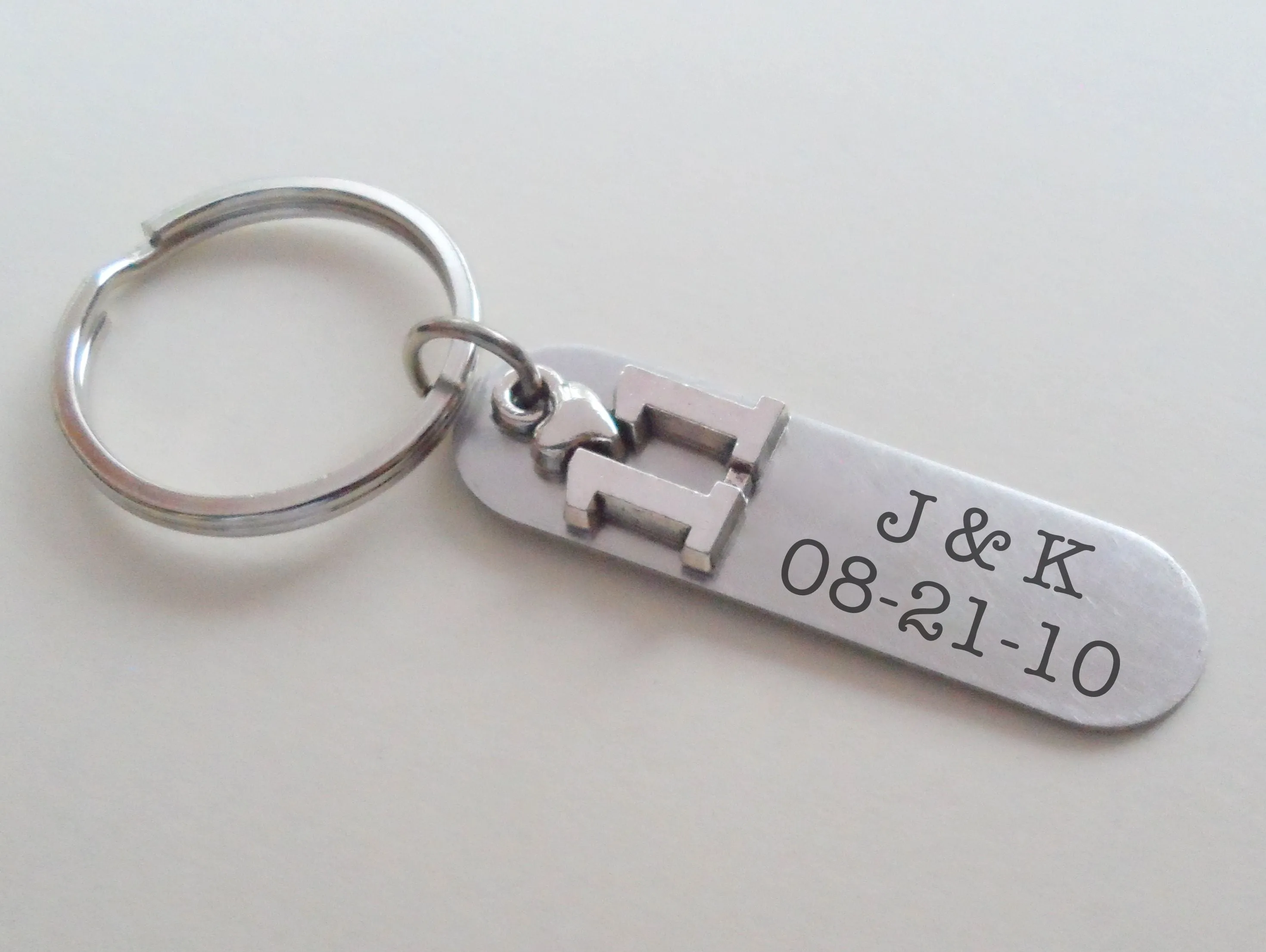 Custom Engraved Stainless Steel Tag Keychain with 11 Charm for Couples 11 Year Anniversary Gift Keychain