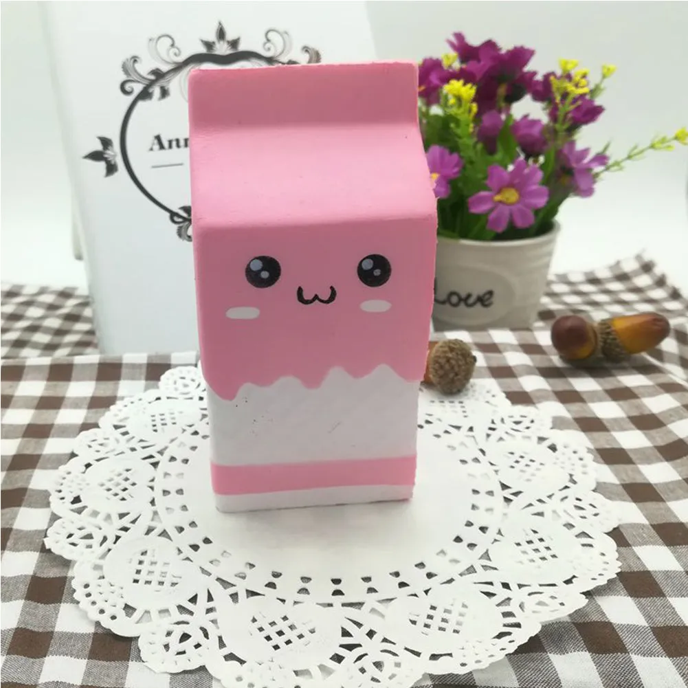 Cute Slow Rising Milk Bag Toys Soft Squishy Milk Box Stress Anxiety Reducer Creative PU Vent Toy  White_5.5*12cm