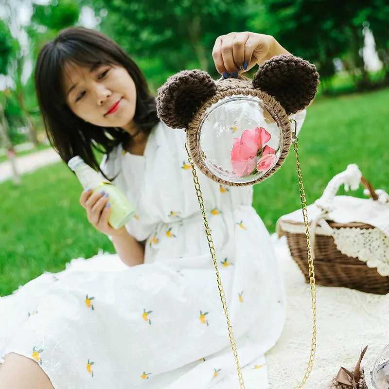 Cute Teddy Bear Crochet Crossbody Purse Teddy Bear Crochet Shoulder Bag for Girl Teddy Bear Crochet Crossbody Purses