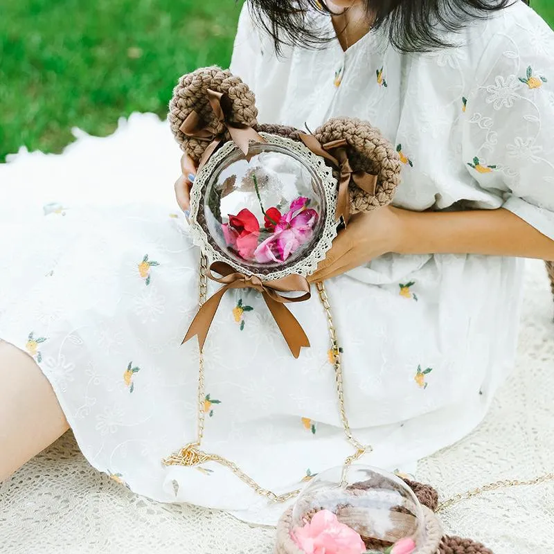 Cute Teddy Bear Crochet Crossbody Purse Teddy Bear Crochet Shoulder Bag for Girl Teddy Bear Crochet Crossbody Purses