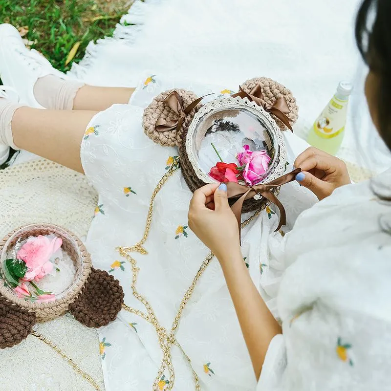 Cute Teddy Bear Crochet Crossbody Purse Teddy Bear Crochet Shoulder Bag for Girl Teddy Bear Crochet Crossbody Purses