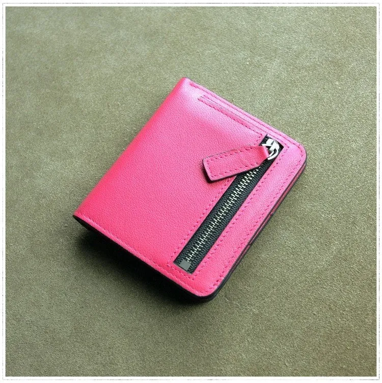 Cute Women Green Leather Small Bifold Wallet Billfold Wallet with Coin Pocket For Women