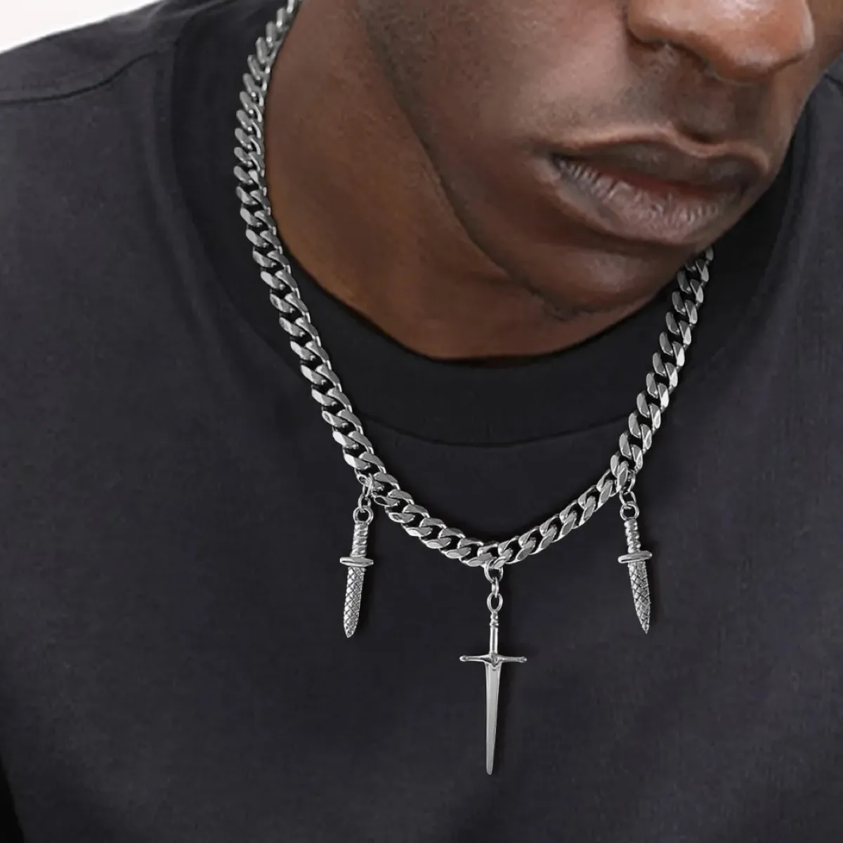 Dagger Stack Cuban Necklace