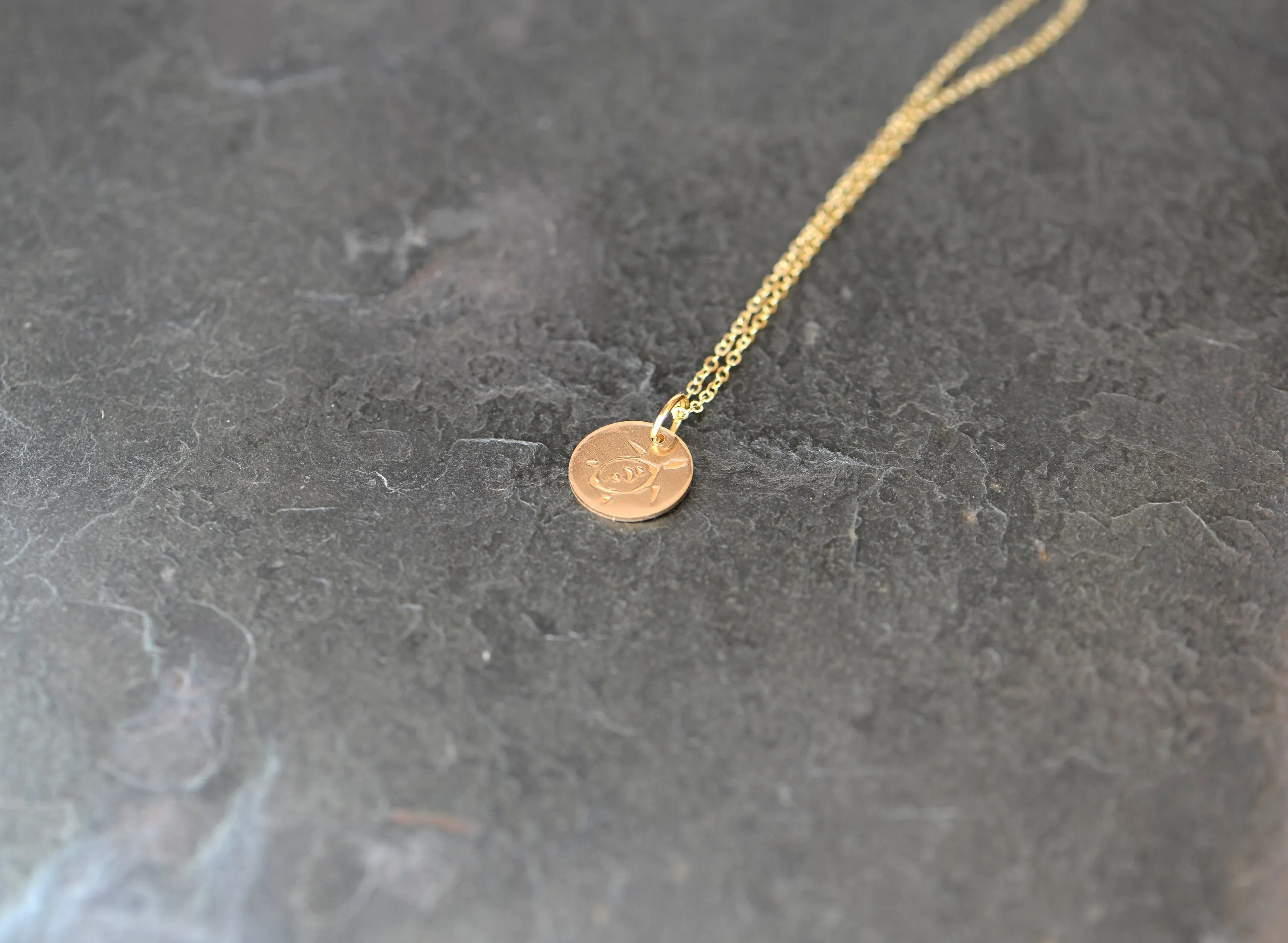Dainty 14k gold filled turtle necklace