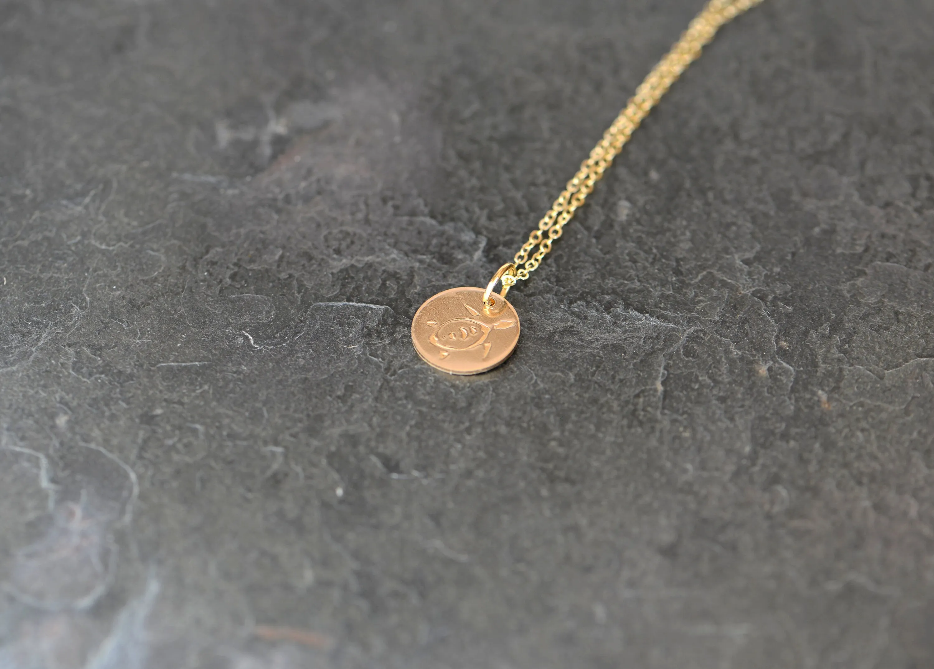 Dainty 14k gold filled turtle necklace