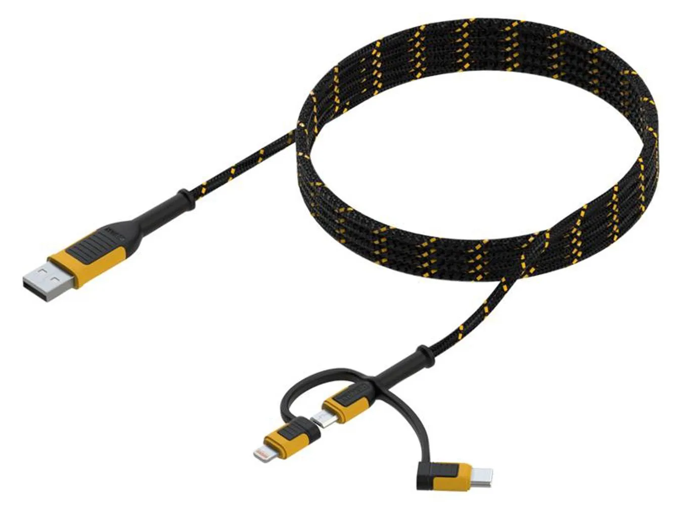 Dewalt Telecoms Reinforced Braided 3-In-1 Combo Cable 1.8M (6Ft)