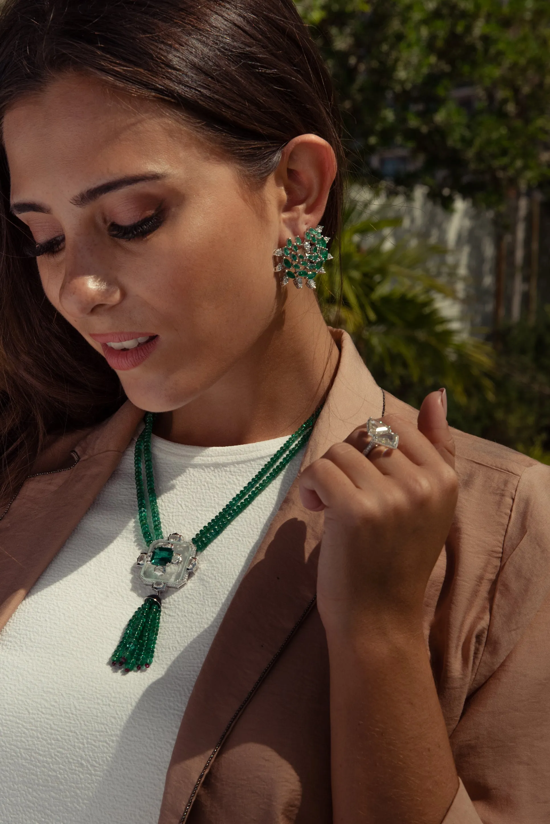 Diamond & Emerald Statement Earrings