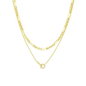 Diamond Circle Duet Layered Necklace