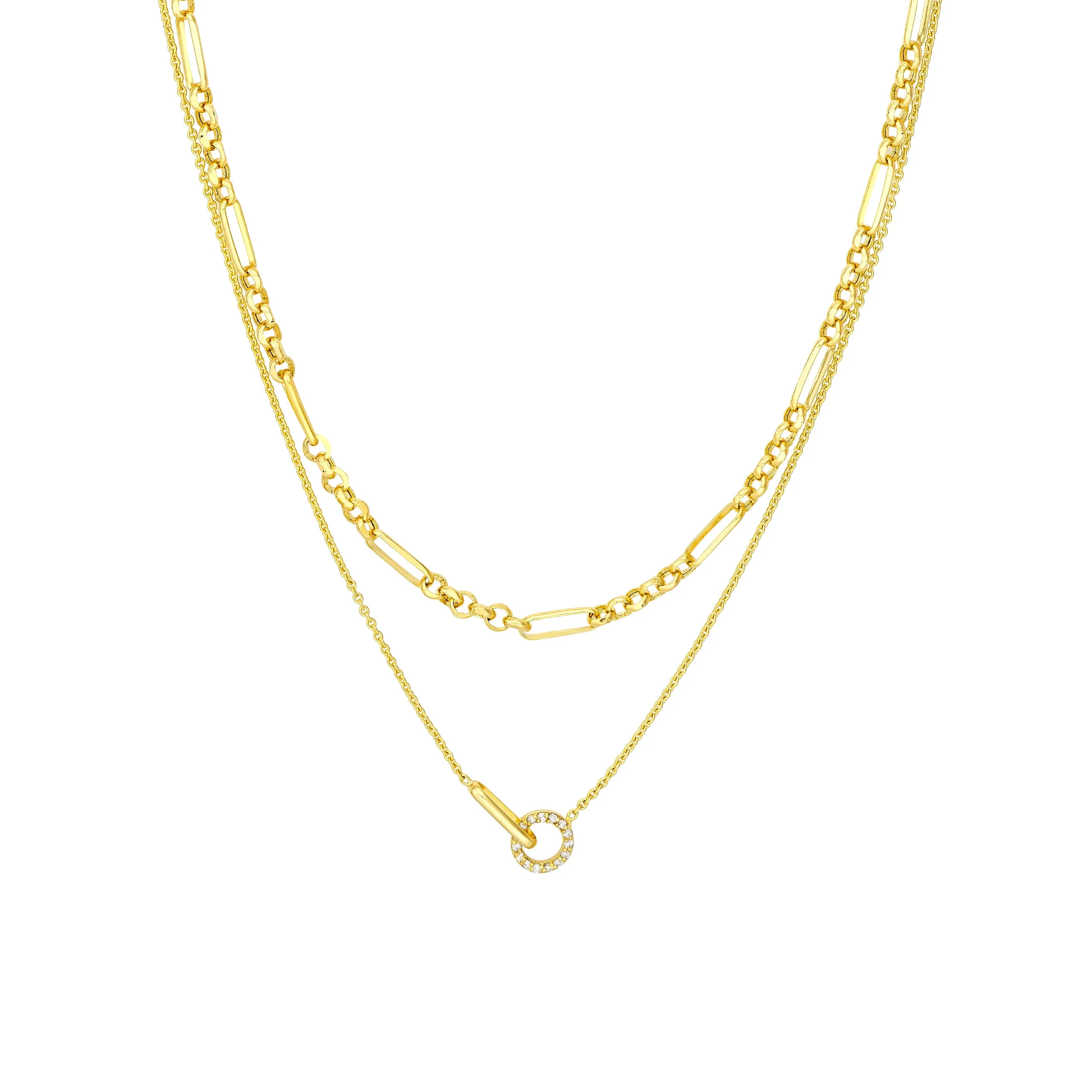 Diamond Circle Duet Layered Necklace