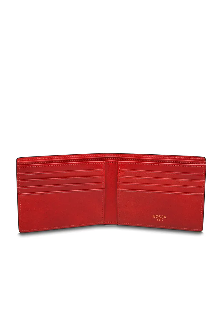 DOLCE CONTRAST 8 POCKET DELUXE EXECUTIVE WALLET - DARK BROWN/RED