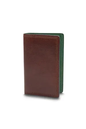 DOLCE CONTRAST CALLING CARD CASE - DARK BROWN/GREEN