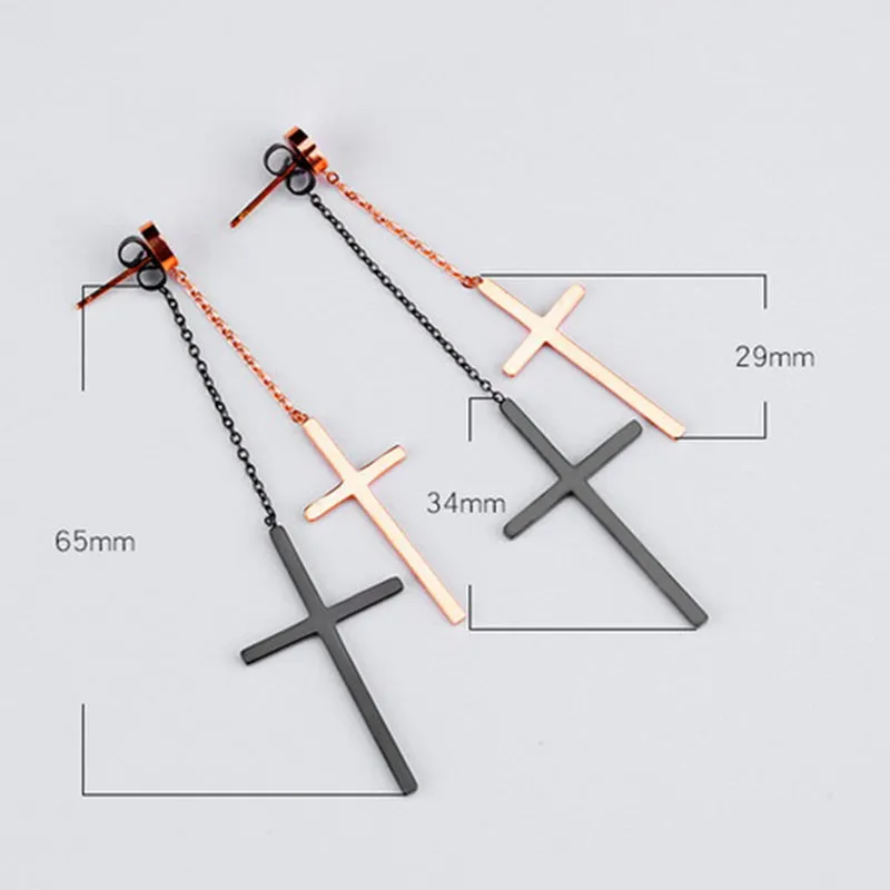 Double-layered Cross Tassel Earrings