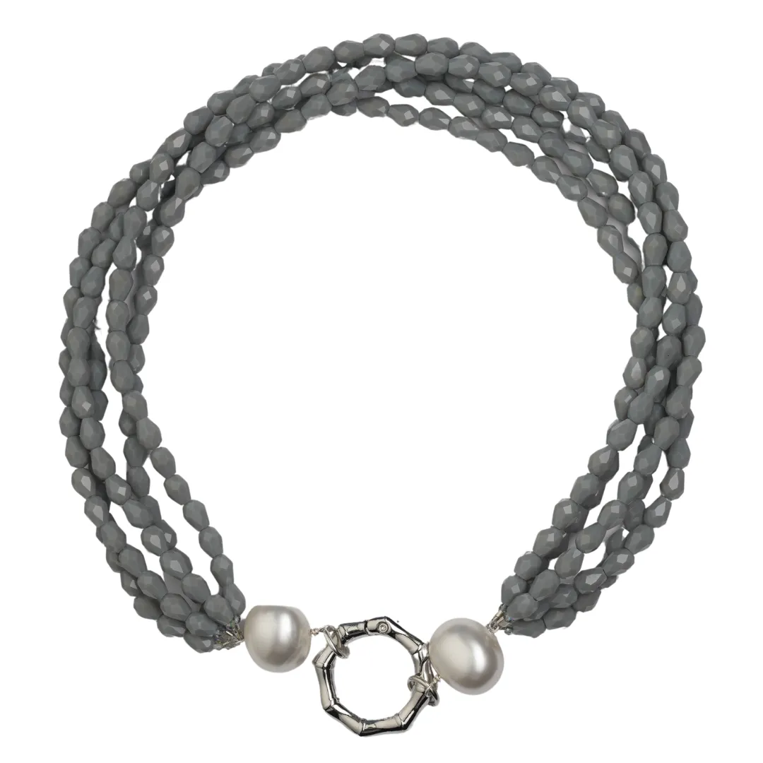 Dove Crystal, Pearl Multi Strand Necklace