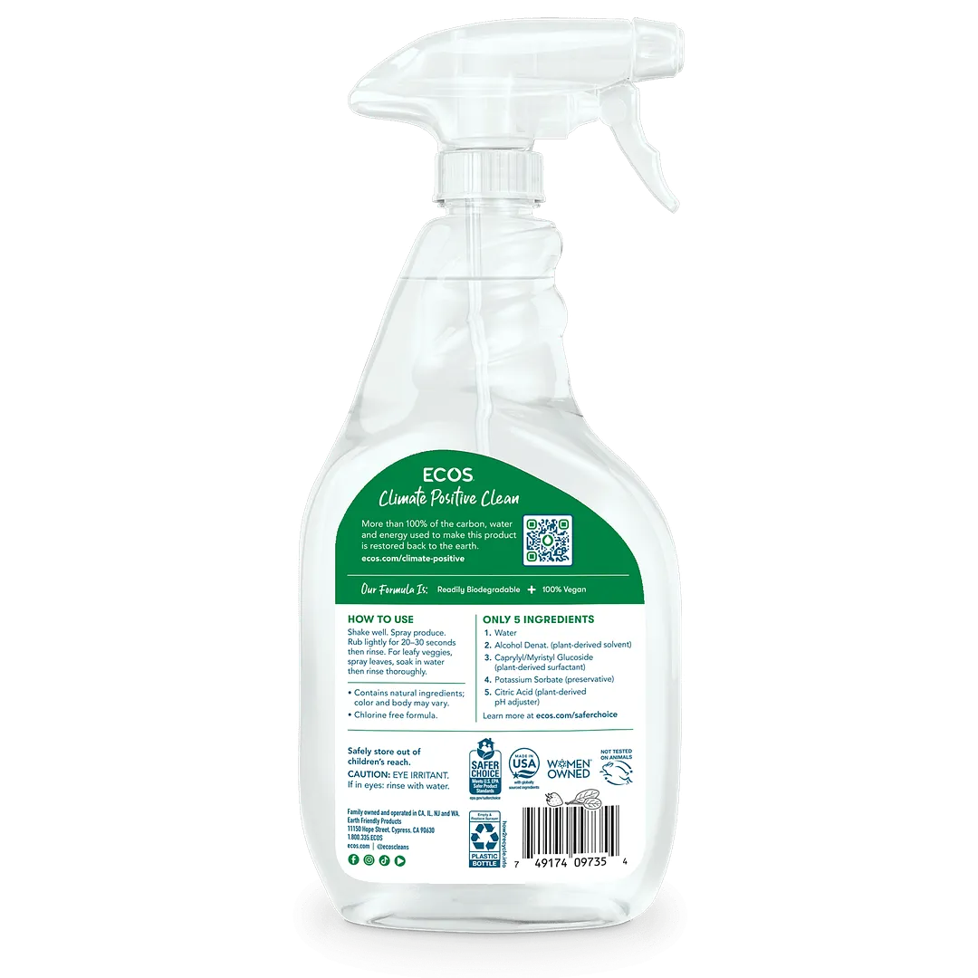 ECOS Fruit   Veggie Wash 22oz/650ml Exp: