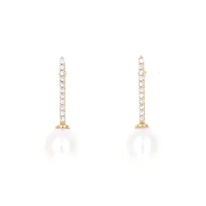 Elongated Bar Studs with Pearl Drop