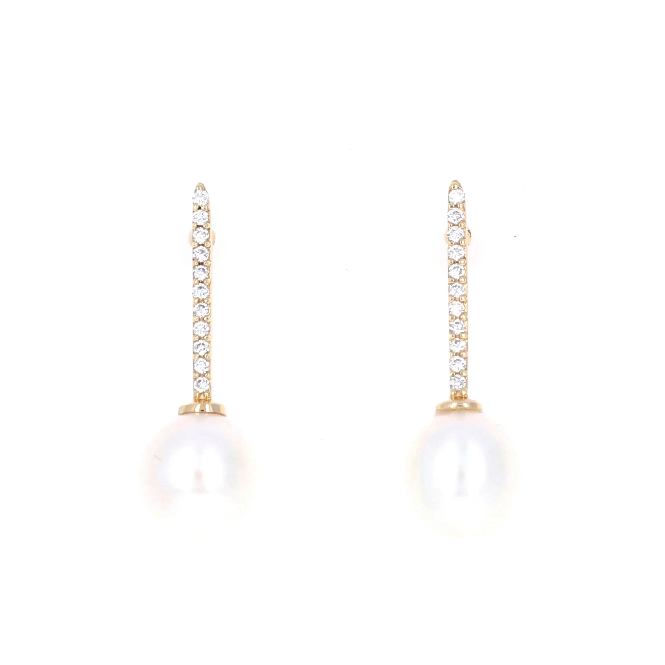 Elongated Bar Studs with Pearl Drop