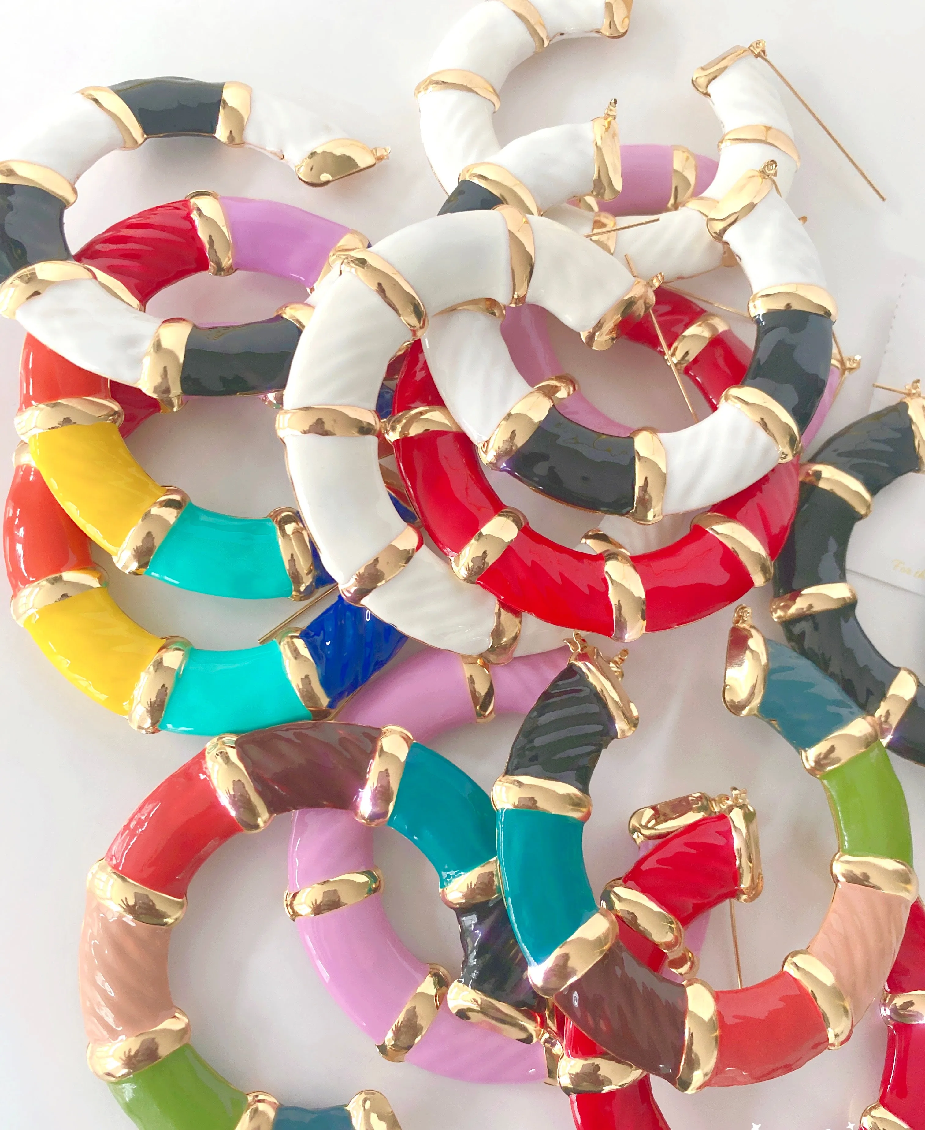 ENAMEL BAMBOO HOOPS