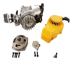ENG23 ENGINE & CARB AIR FILTER HEAD YELLOW PULL START FOR 49CC MINI MOTO / MINI QUAD BIKE