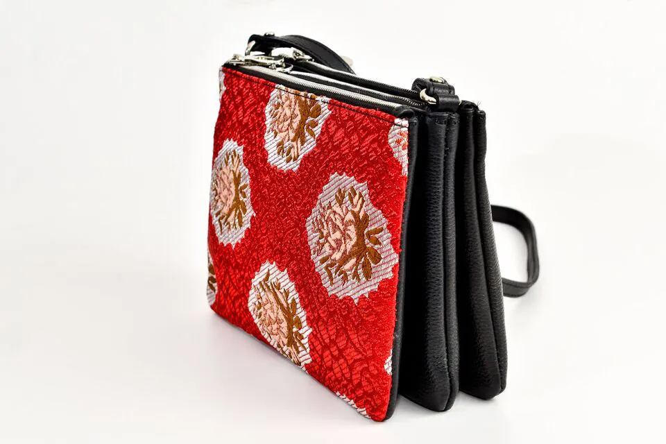 FAY Triple -zip Crossbody Bag - Black / Red
