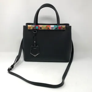 Fendi Black Leather Muylticolor Studded Petite 2Jours