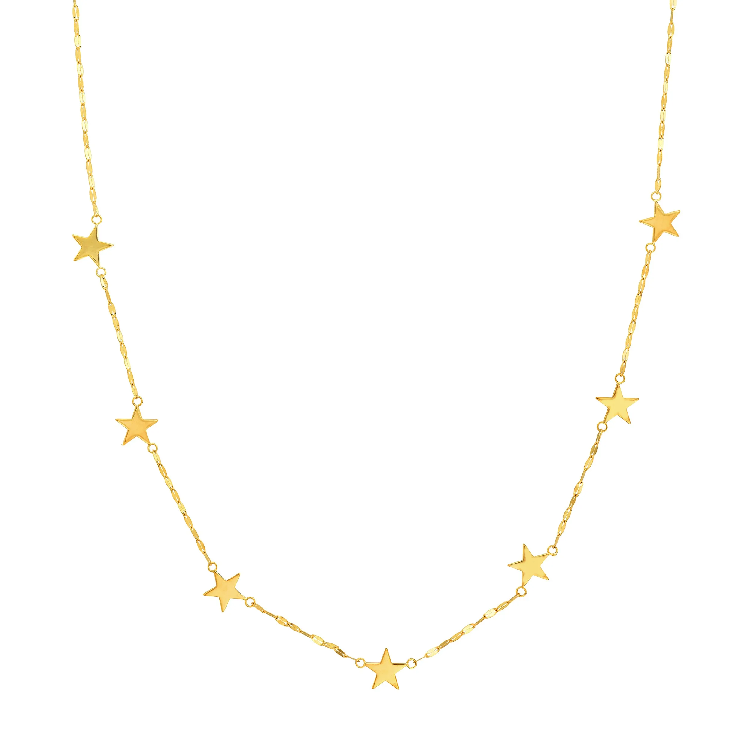 Flat Mariner Chain Star Stations Necklace