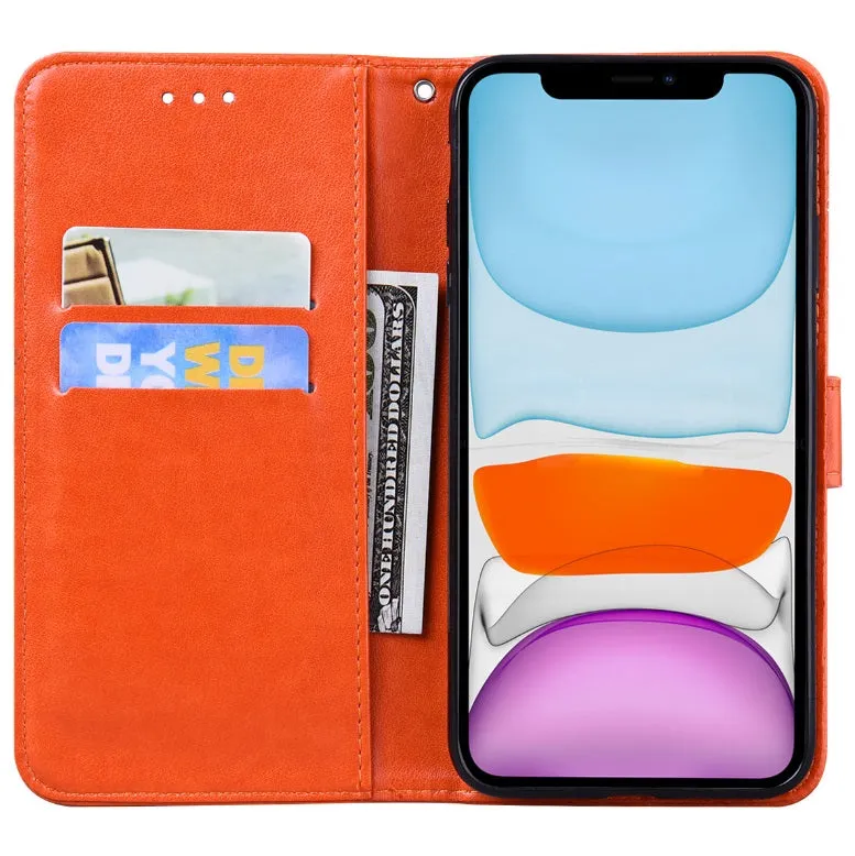 For iPhone12 mini Phone Case 5.4 Inches Card Slot Phone Bracket Mobile Phone Cover black