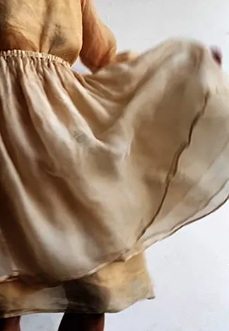 GATHERED LAYERED SILK SKIRT