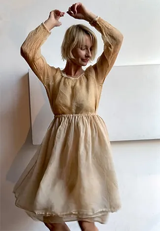 GATHERED LAYERED SILK SKIRT