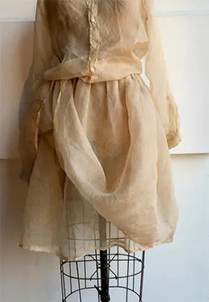 GATHERED LAYERED SILK SKIRT