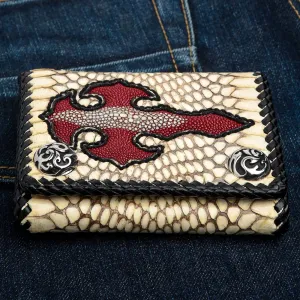 Genuine Cross Stingray Cobra Skin Leather Biker Wallet