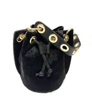 German Fuentes Leather Bucket Bag - Cowhide Black