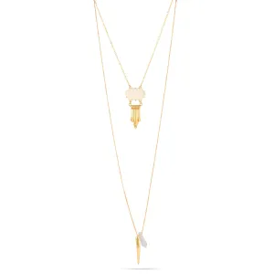 GOLD CREAM PENDANT LAYERED  NECKLACES #HNN86452Y-GDCM (EE3)