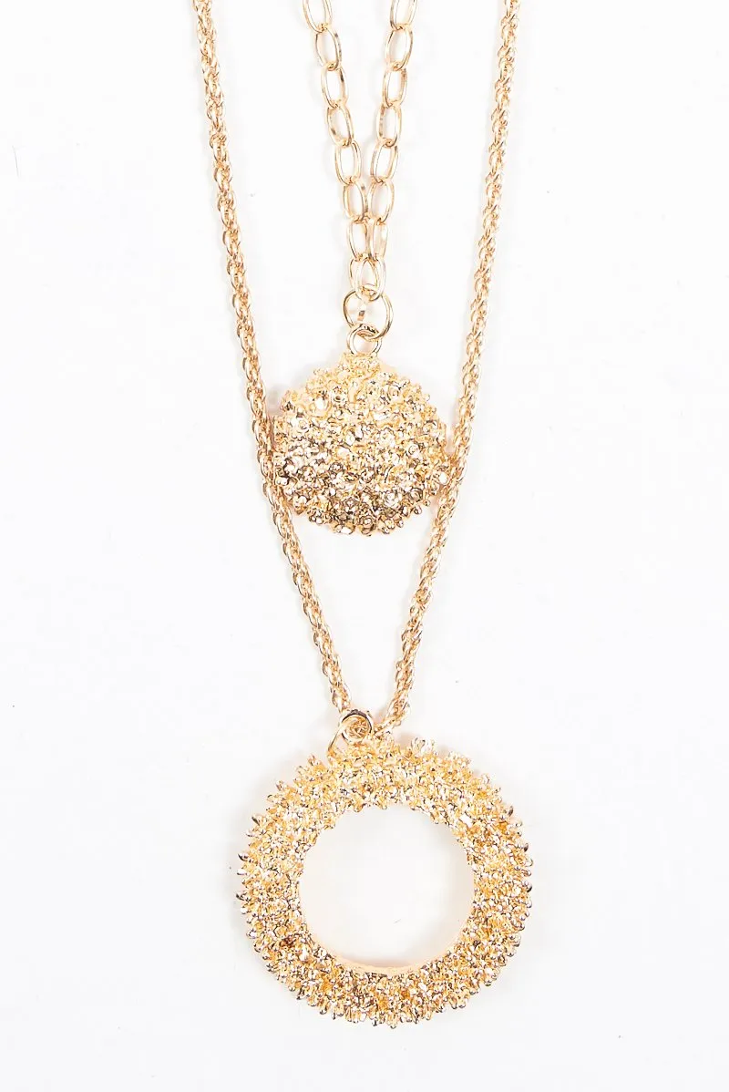 Gold Layered Circle Drop Necklace - Aries