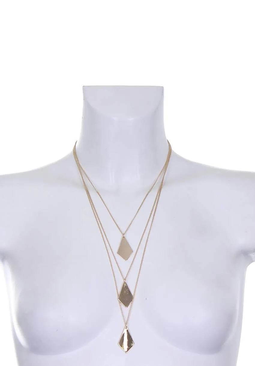 Gold Layered Necklace with Diamond Pendant