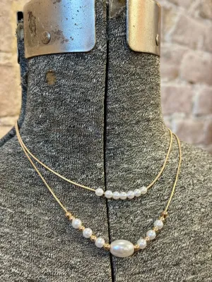 Gold Layered Pearl Necklace
