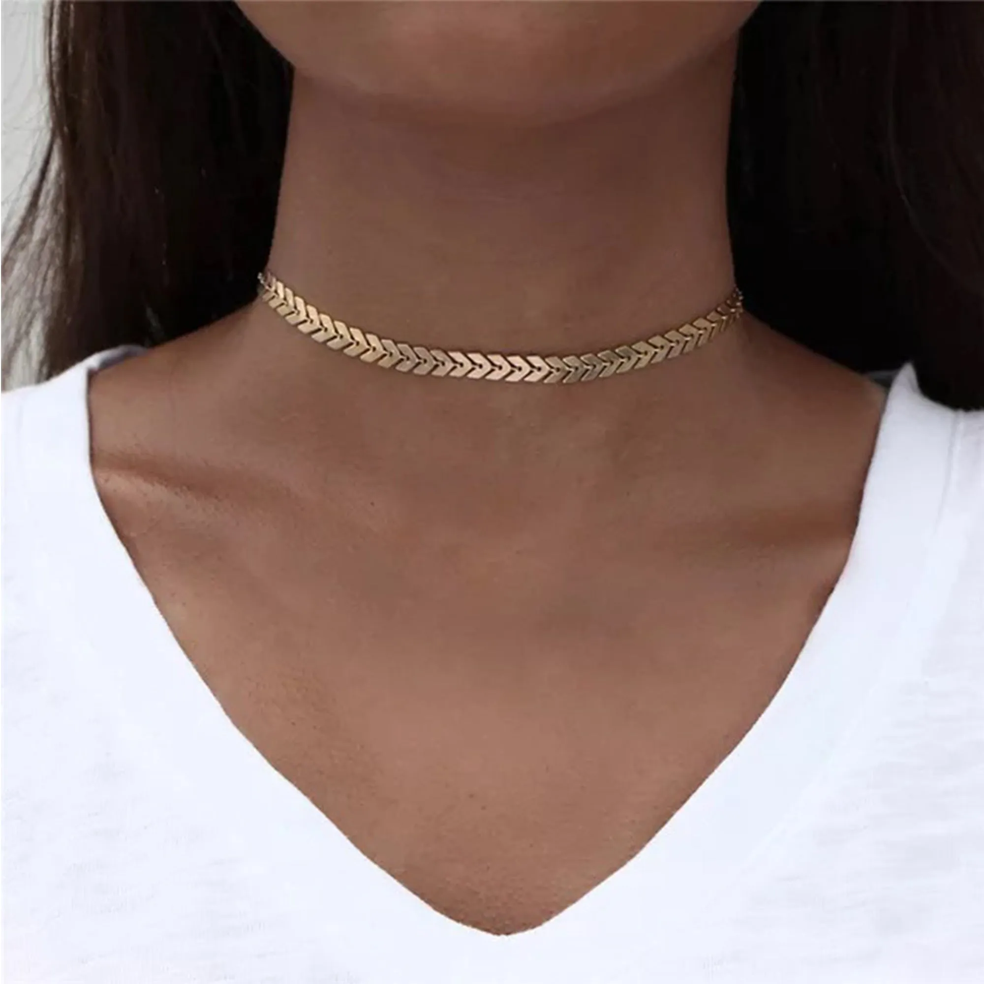 Gold Plated Leaves Choker Necklace