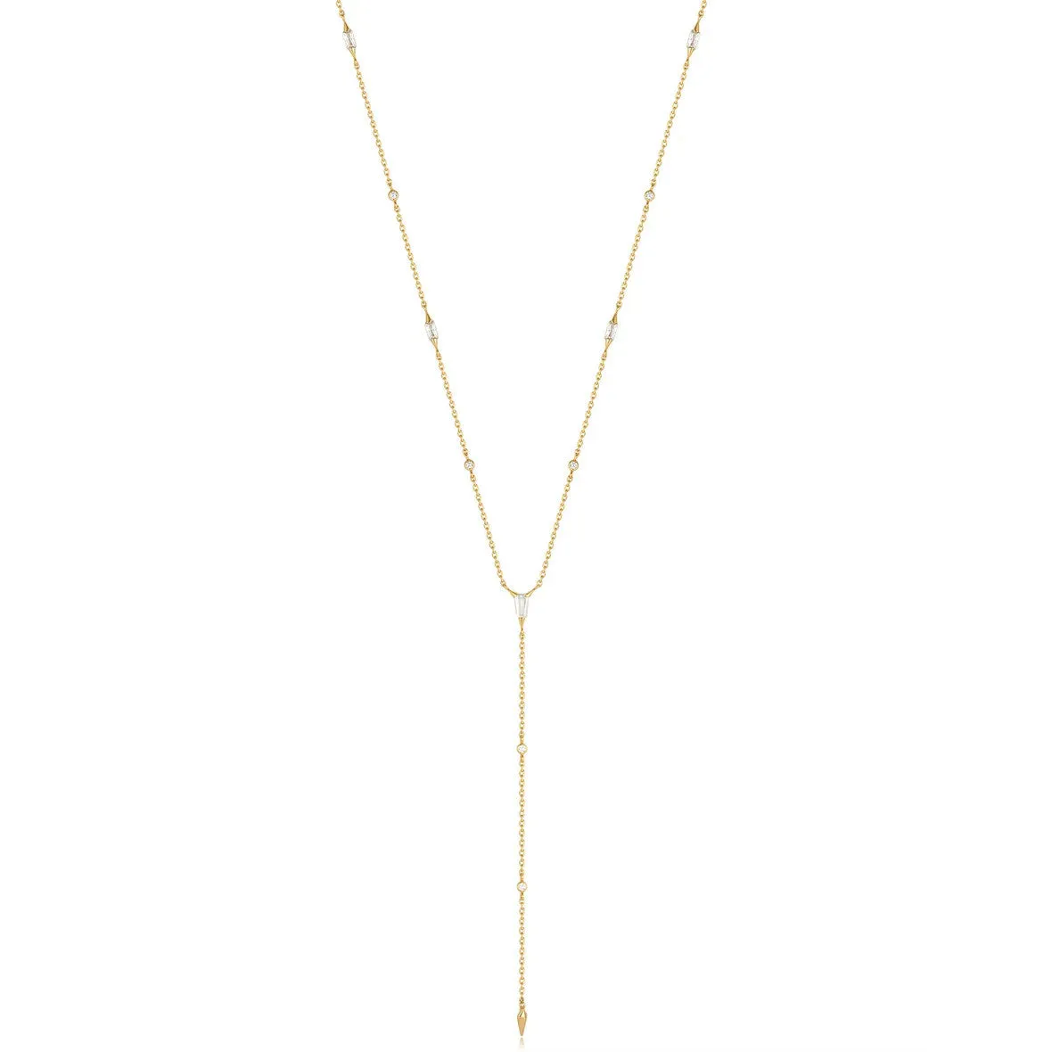 Gold Sparkle Point Y Necklace