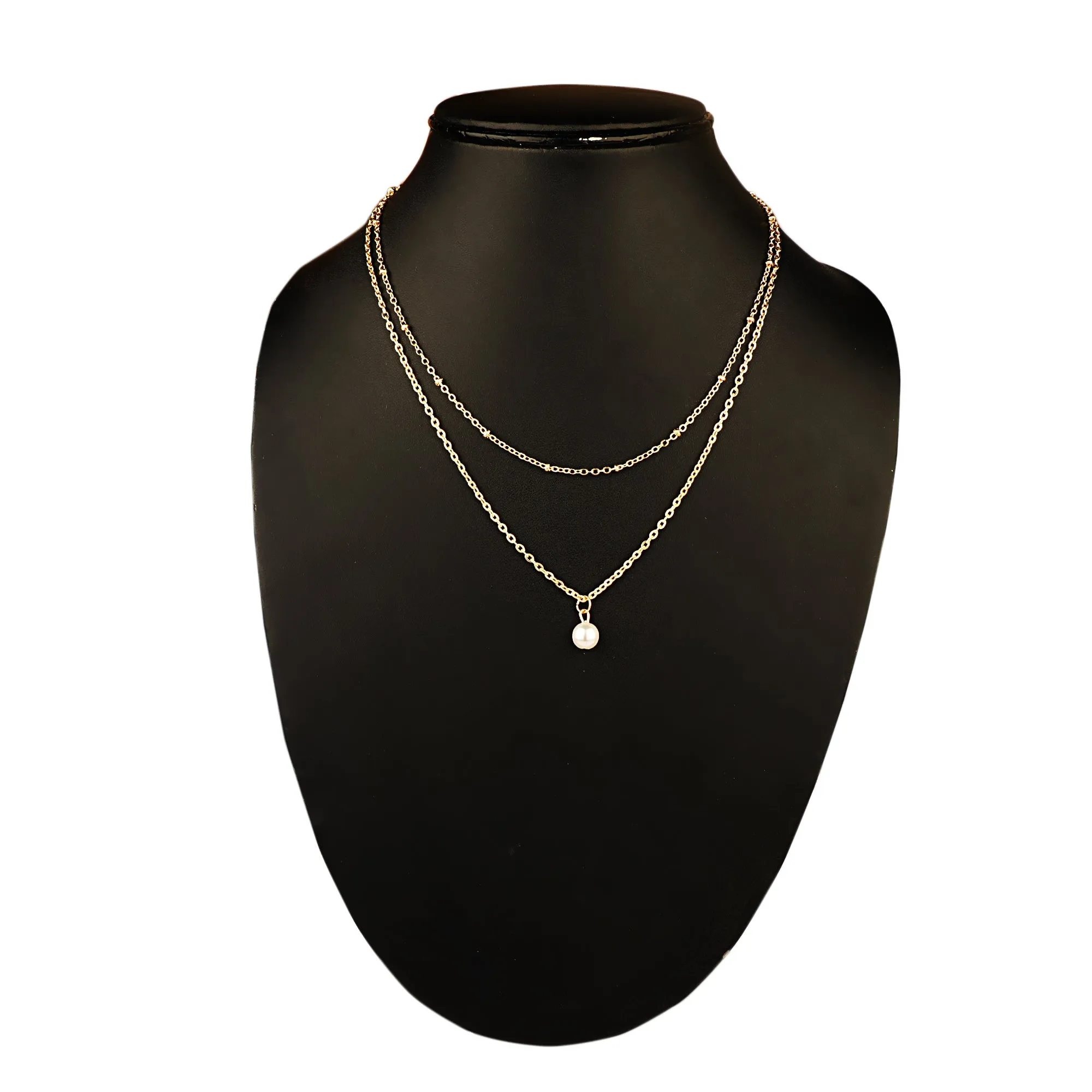 Golden Double Layered Pearl Drop Pendant